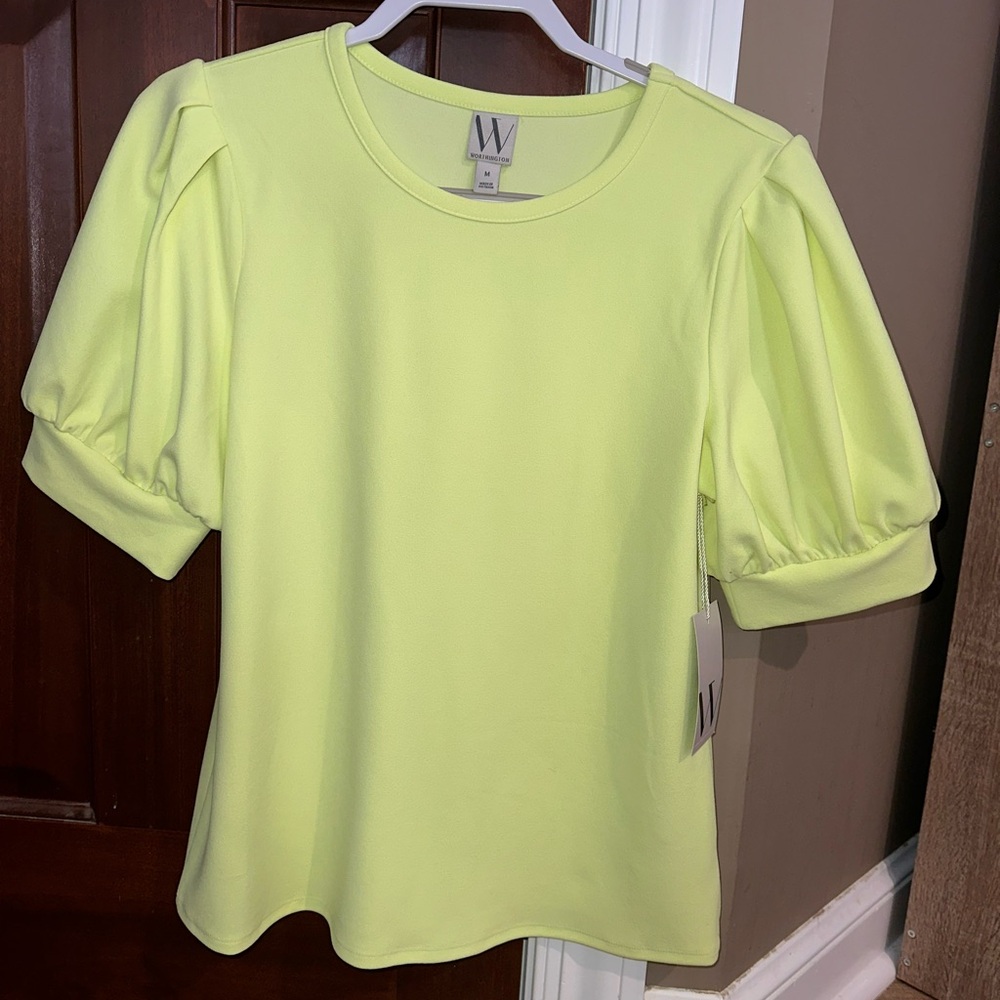 Bright green short sleeve blouse